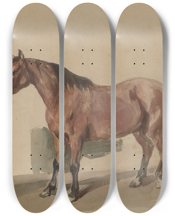 Triptych art skateboard deck of Piotr Michaowski Stableman With A Horse_1 by Piotr Michalowski (1800-1855)