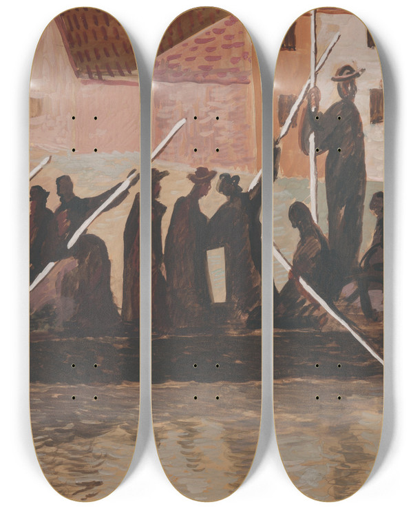 Triptych art skateboard deck of Cyprin Majernk Povode by Cyprian Majernik (1909-1945)