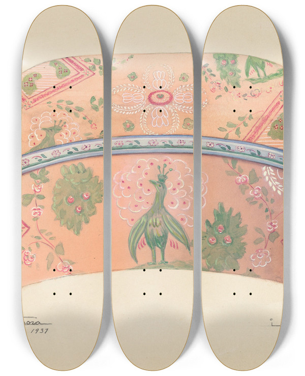 Triptych art skateboard deck of Nicholas Acampora Bandbox by Nicholas Acampora
