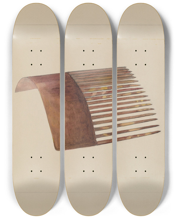 Triptych art skateboard deck of Edith Magnette Comb by Edith Magnette (20-)