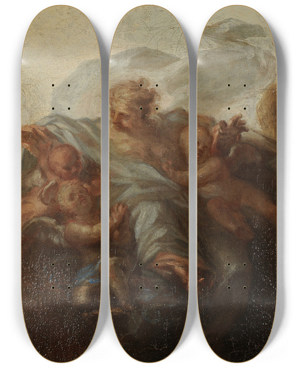 Triptych art skateboard deck of Charles De La Fosse Le Pre Eternel_2 by Charles De La Fosse (1636-1716)