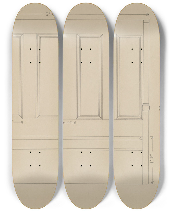 Triptych art skateboard deck of Harry Eisman Settee_3 by Harry Eisman