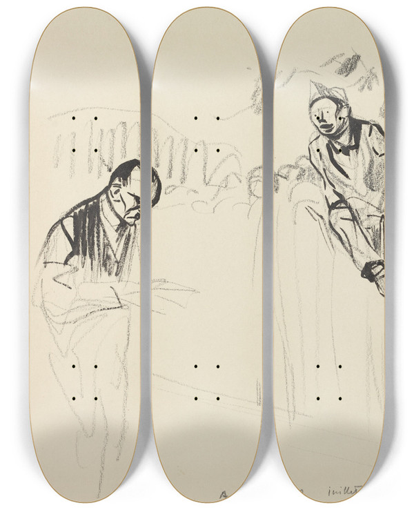 Triptych art skateboard deck of Jeanlouis Forain A Versailles Juillet 1919 by Jean Louis Forain (1852-1931)
