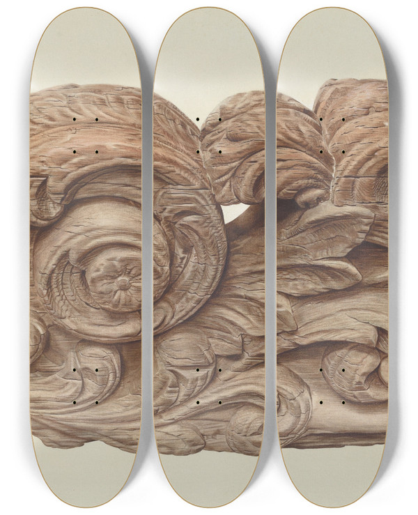 Triptych art skateboard deck of Hazel Hyde Billethead From Ship Favorite by Hazel Hyde