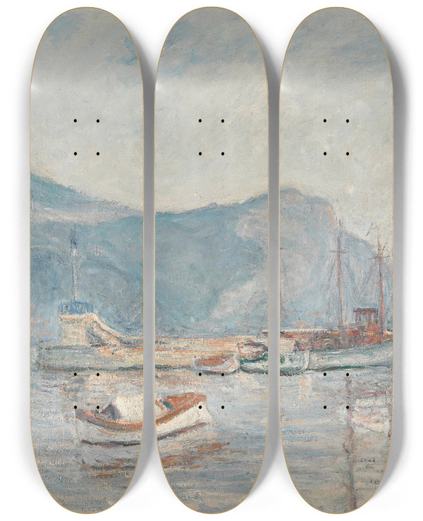 Triptych art skateboard deck of Blanche Hoschedmonet Le Lac by Blanche Hoschede Monet (1865-1947)