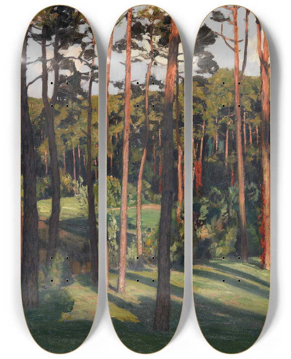 Triptych art skateboard deck of Walter Leistikow Mrkische Landschaft by Walter Leistikow (1865-1908)