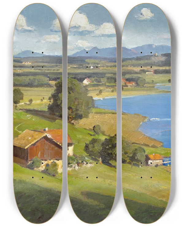 Triptych art skateboard deck of Karl Kaltenmoser Am Ammersee by Karl Kaltenmoser