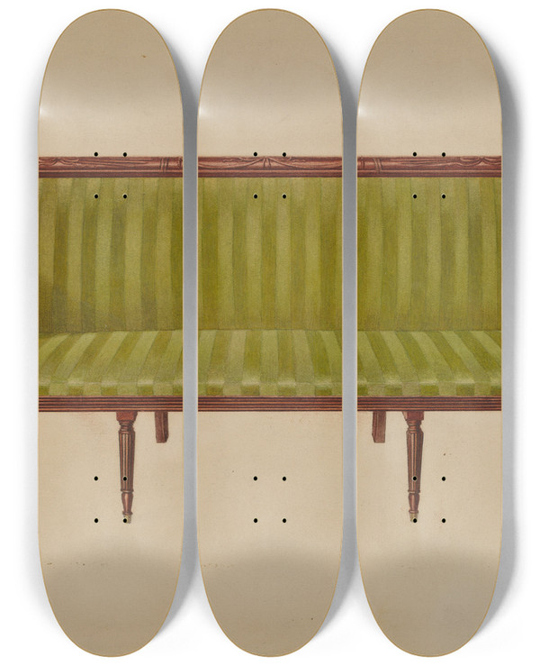 Triptych art skateboard deck of Ferdinand Cartier Sofa_2 by Ferdinand Cartier