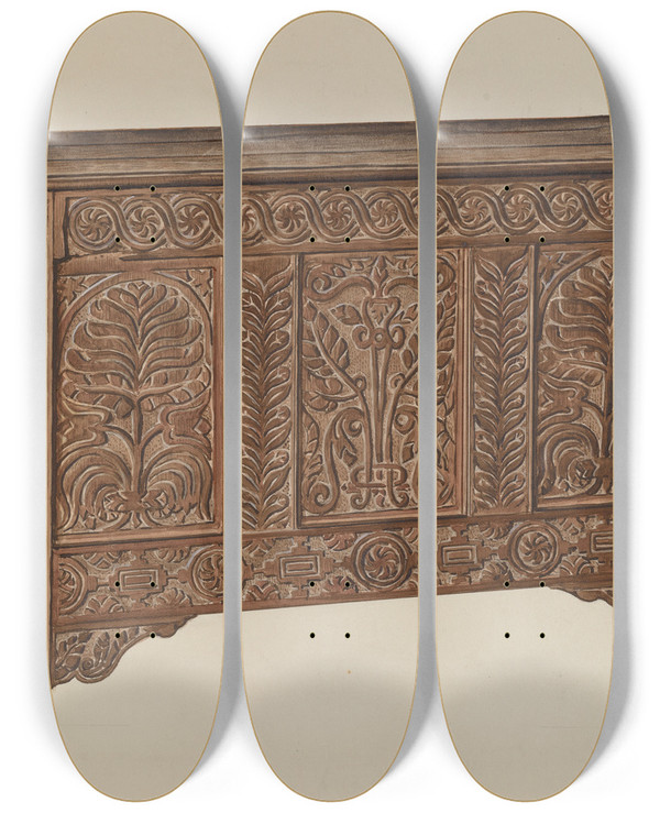 Triptych art skateboard deck of M Rosenshieldvonpaulin Chest_1 by M. Rosenshield-von-Paulin