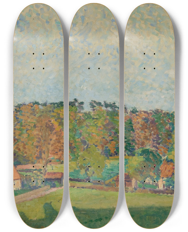 Triptych art skateboard deck of Spencer Frederick Gore Autumn Sussex by Spencer Frederick Gore (1878-1914)