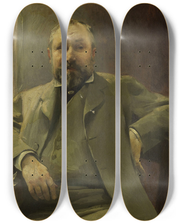 Triptych art skateboard deck of Albert Besnard Portrait De Franis Magnard by Albert Besnard (1849-1934)