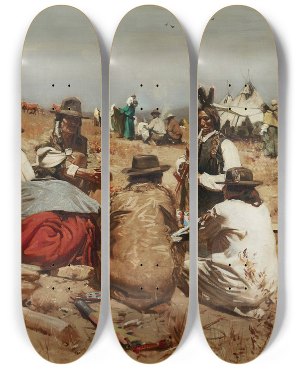 Triptych art skateboard deck of Gilbert Gaul Peace Conference by Gilbert Gaul (1855-1919)