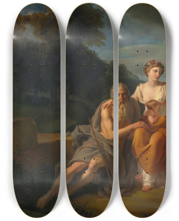 Triptych art skateboard deck of French School The Three Ages Of Man by French School (16-19-)