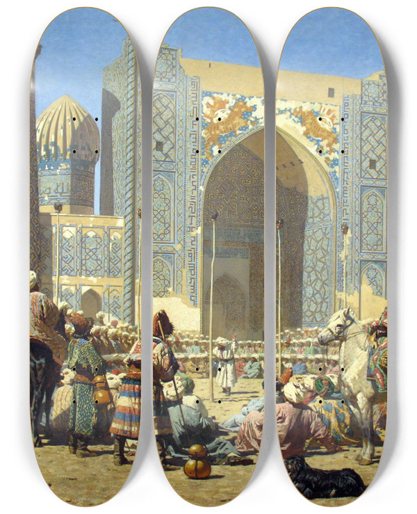 Triptych art skateboard deck of Vasily Vereshchagin They Are Triumphant by Vasily Vereshchagin (1842-1904)