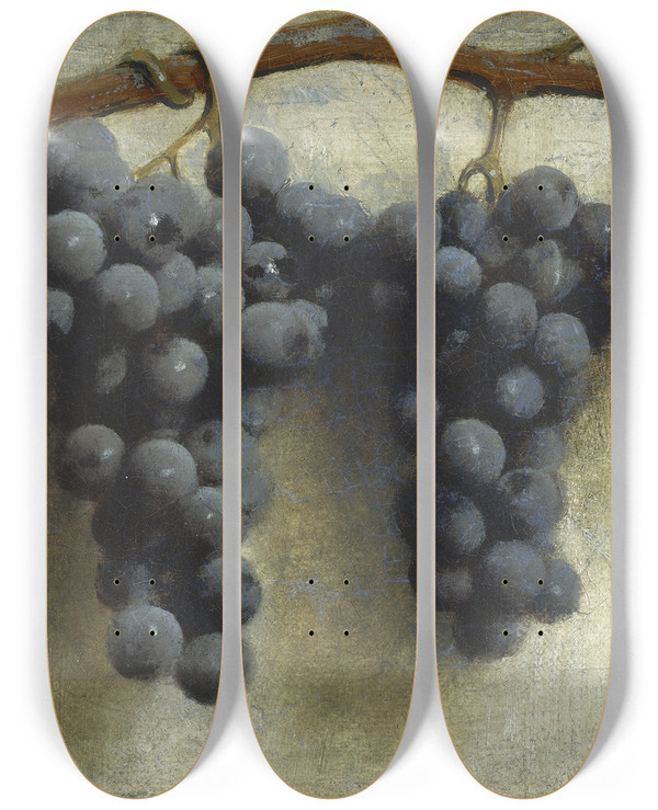 Triptych art skateboard deck of Joseph Decker Grapes by Joseph Decker (1853-1924)