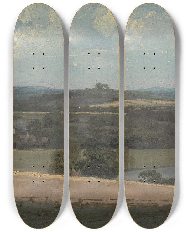 Triptych art skateboard deck of John Constable Trentham Park by John Constable (1776-1837)