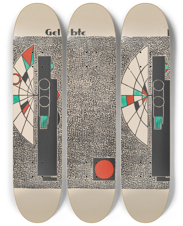 Triptych art skateboard deck of Lothar Schreyer Geliebte Mutter by Lothar Schreyer (1886-1966)