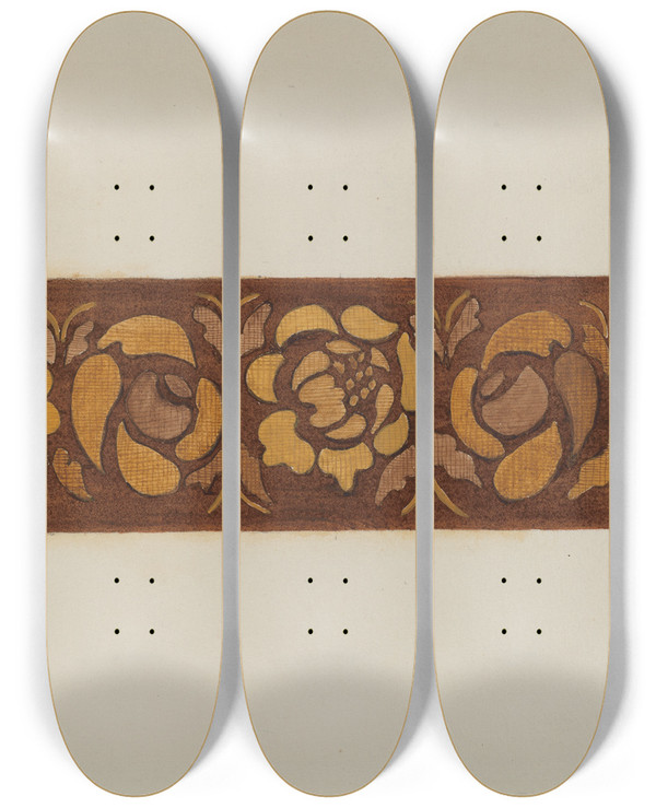 Triptych art skateboard deck of Genevieve Sherlock Hitchcock Chair_3 by Genevieve Sherlock