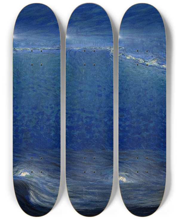 Triptych art skateboard deck of Eugne Jansson Nocturne by Eugene Jansson (1862-1915)
