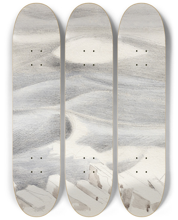 Triptych art skateboard deck of Paul Nash Waves by Paul Nash (1889-1946)