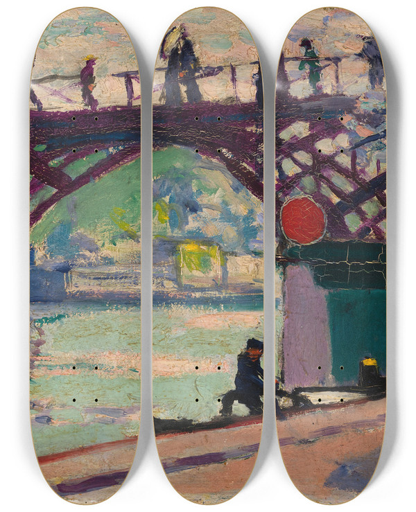 Triptych art skateboard deck of Henry Lyman Saen Pont Des Arts by Henry Lyman Saen (1875-1918)