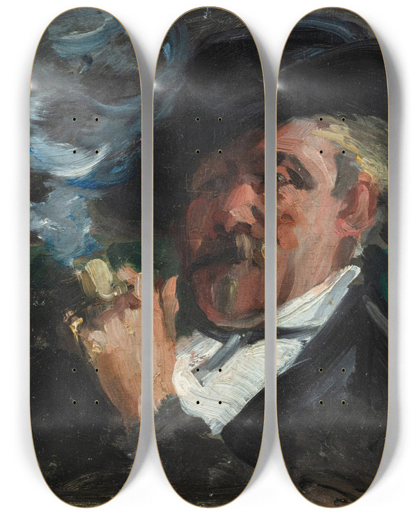 Triptych art skateboard deck of Pericles Pantazis Portrait Of The Painter Guillaume Vogels 18361896 by Pericles Pantazis (1864-1871)