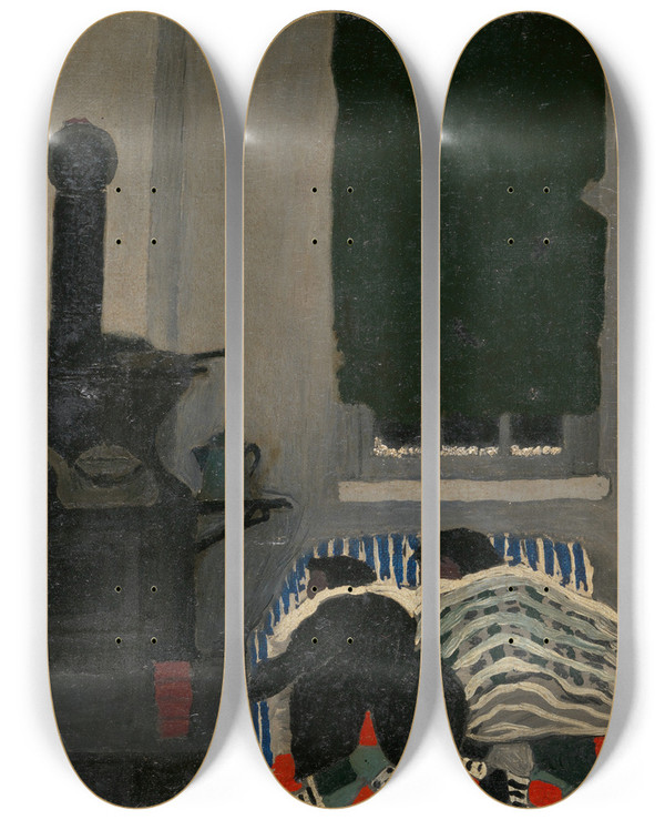 Triptych art skateboard deck of Horace Pippin Asleep by Horace Pippin (1888-1946)