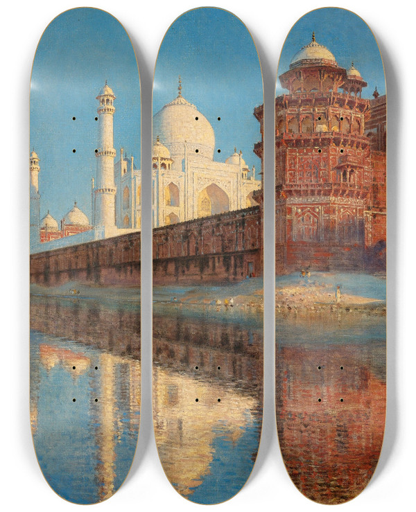 Triptych art skateboard deck of Vasily Vereshchagin The Taj Mahal Evening by Vasily Vereshchagin (1842-1904)