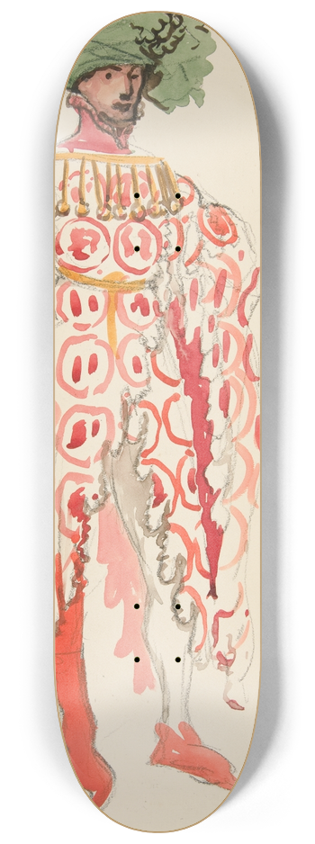 Edwin Austin Abbey - Bagot, costume sketch for Henry Irvings Planned Production of King Richard II 8.25 inch art skate deck