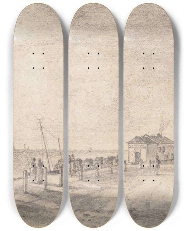 Triptych art skateboard deck of Thomas Hastings Hastings 9 October 1820 by Thomas Hastings (1778-1854)