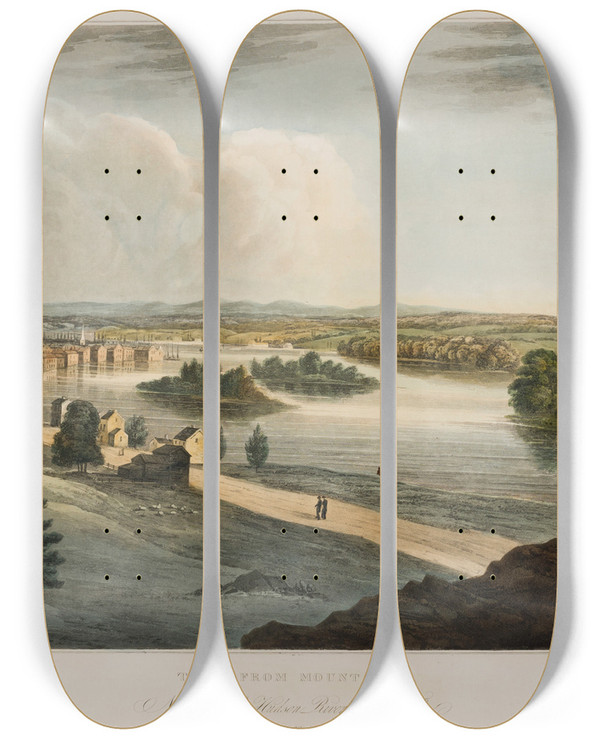 Triptych art skateboard deck of William Guy Wall Troy From Mount Ida by William Guy Wall (1792-1864)