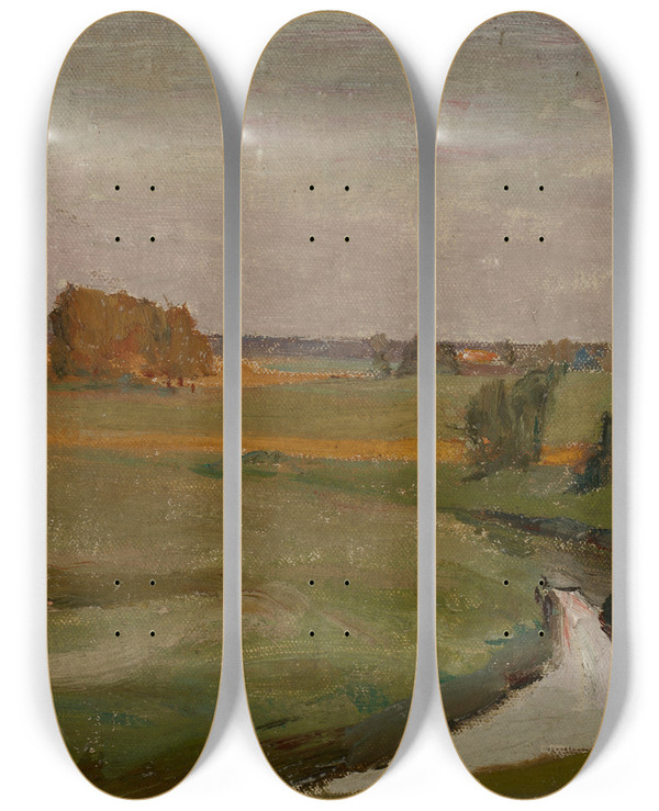 Triptych art skateboard deck of Jan Cigliski Evening_1 by Jan Ciaglinski (1858-1913)