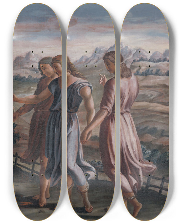 Triptych art skateboard deck of Alexander Belopotock Biblical Scene Iii by Alexander Belopotocky (1819-1878)