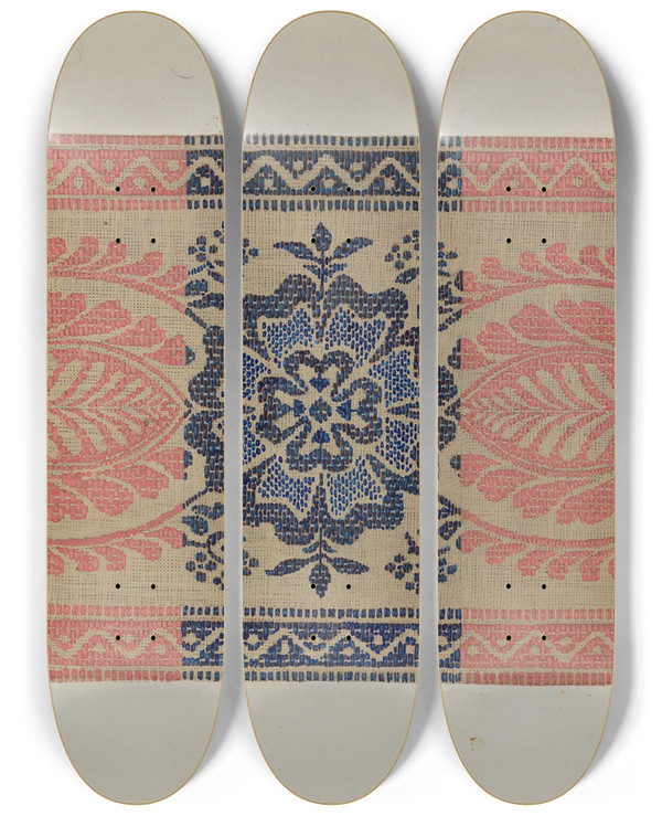 Triptych art skateboard deck of Cornelius Christoffels Coverlet_22 by Cornelius Christoffels (1879-1960)