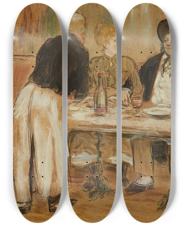Triptych art skateboard deck of Jean Franois Raffalli Le Provincial Paris by Jean Francois Raffaelli (1850-1924)
