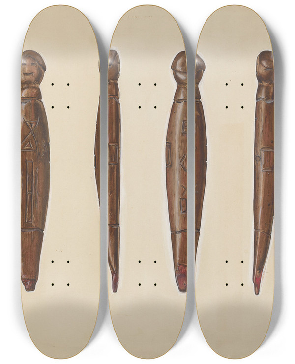 Triptych art skateboard deck of Beverly Chichester Salem Dolls by Beverly Chichester (20-)
