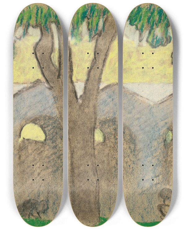 Triptych art skateboard deck of Douard Vuillard Le Square Louis Xvi by douard Vuillard (1868-1940)