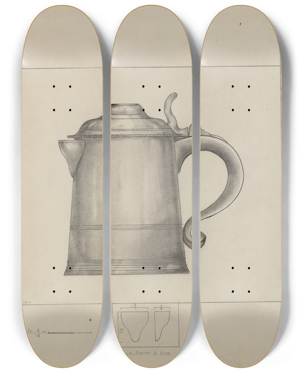 Triptych art skateboard deck of Henry Meyers Pewter Tankard_7 by Henry Meyers (20-)