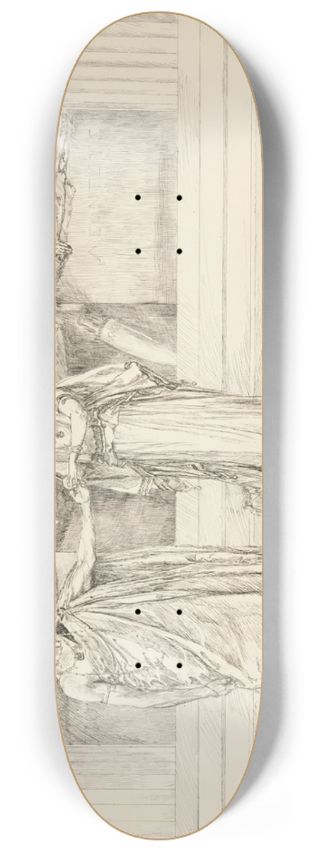 Edwin Austin Abbey - Hermione entreats Polixenes  Act I, Scene II, The WintersTale 8.25 inch art skate deck