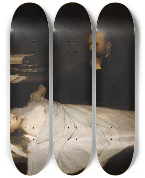Triptych art skateboard deck of Gabriel Von Max Der Anatom by Gabriel Von Max (1840-1915)