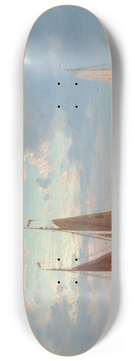 Abraham Hulk - Fishing boats moored in a calm harbour 8.25 inch art skate deck