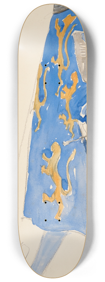 Edwin Austin Abbey - Salisbury (armed), costume sketch for Henry Irvings 1898 Planned Production of Richard II 8.25 inch art skate deck