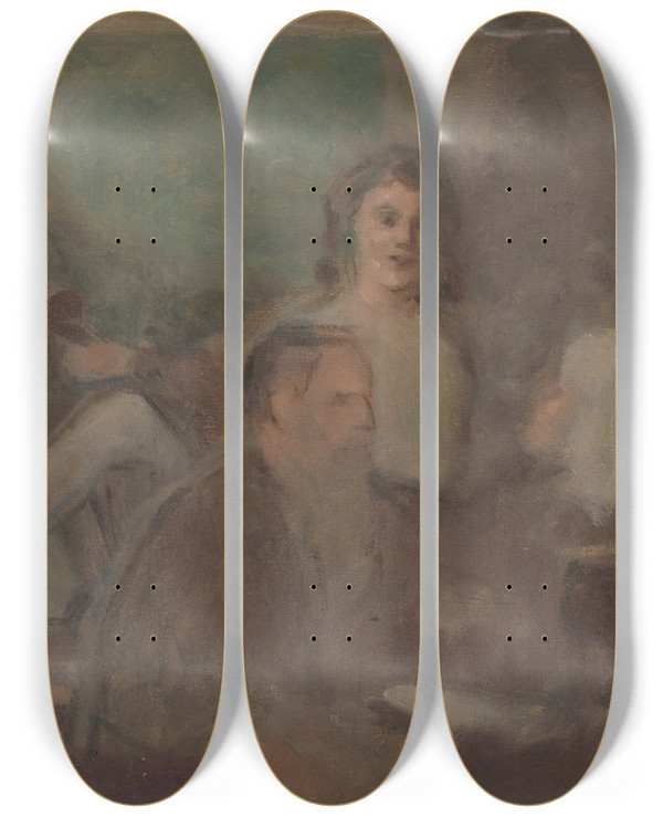 Triptych art skateboard deck of Milan Thomka Mitrovsk House Concert by Milan Thomka Mitrovsky (1875-1943)