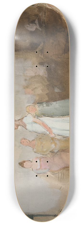 Edwin Austin Abbey - Sketch of a woman in an interior 8.25 inch art skate deck