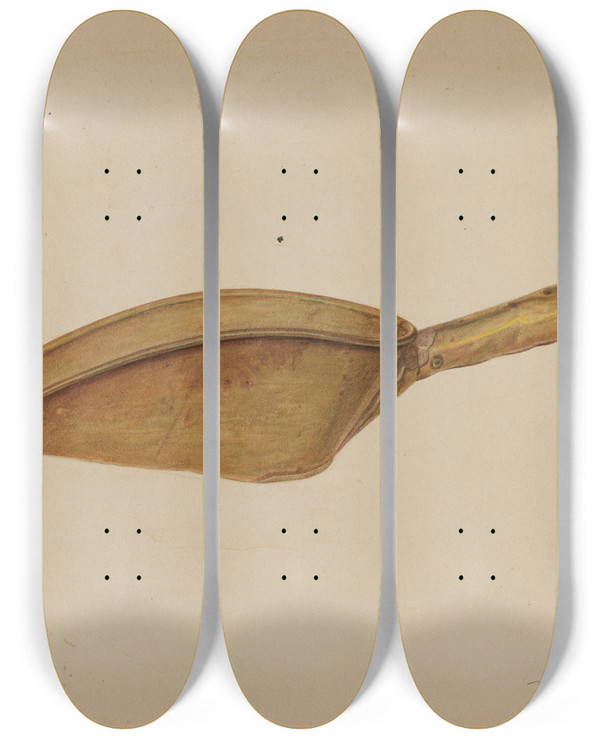 Triptych art skateboard deck of Michael Dadante Scoop by Michael Dadante
