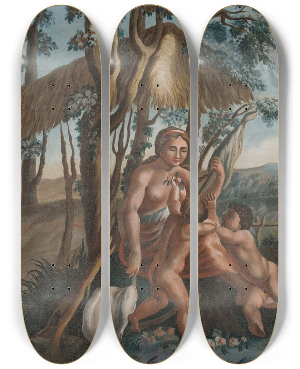 Triptych art skateboard deck of Alexander Belopotock Biblical Scene Ii by Alexander Belopotocky (1819-1878)