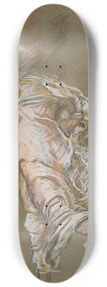 Edwin Austin Abbey - Study for figure of 8 am in The Hours ceiling at the state capitol building in Harrisburg,Pennsylvania 8.25 inch art skate deck