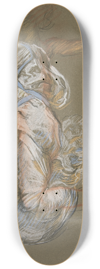 Edwin Austin Abbey - Study for figure of 9 am in The Hours ceiling at the state capitol building in Harrisburg, Pennsylvania 8.25 inch art skate deck