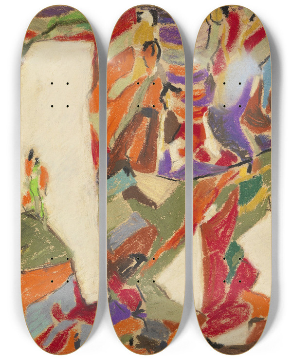 Triptych art skateboard deck of Adolf Hlzel Komposition_2 by Adolf Holzel (1853-1934)