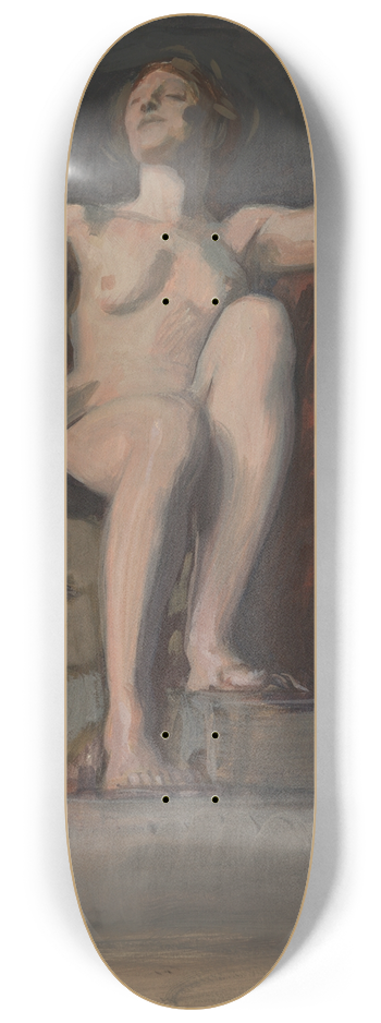 Edwin Austin Abbey - Study for the figure of The Genius of Pennsylvania in The Apotheosis of Pennsylvania, mural for the state capitol building in Harrisburg, Pennsylvania,1902-1911 8.25 inch art skate deck